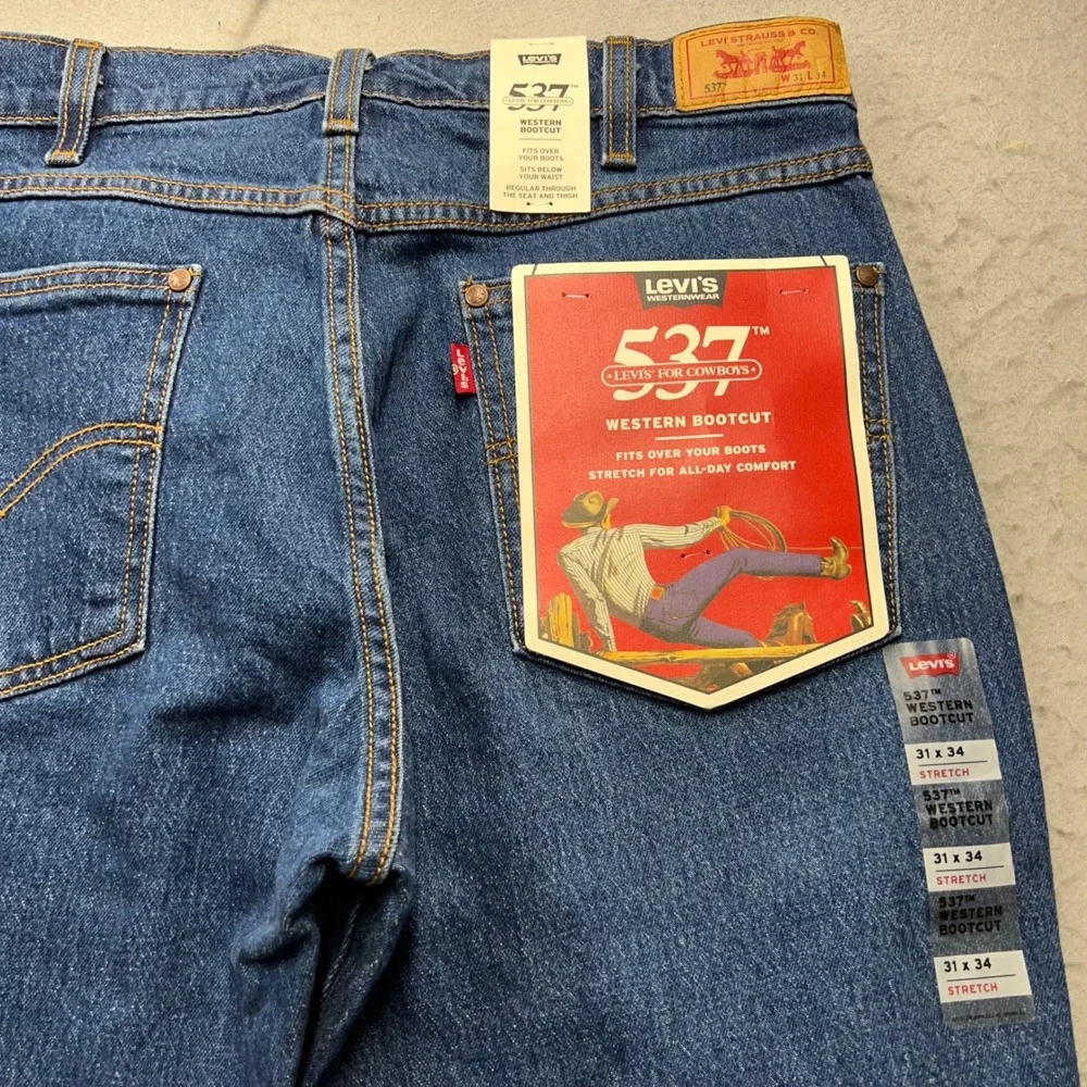 Levis 537 Western Bootcut Jeans Mens 31x34 Medium Wash Stretch Denim NWT 2364